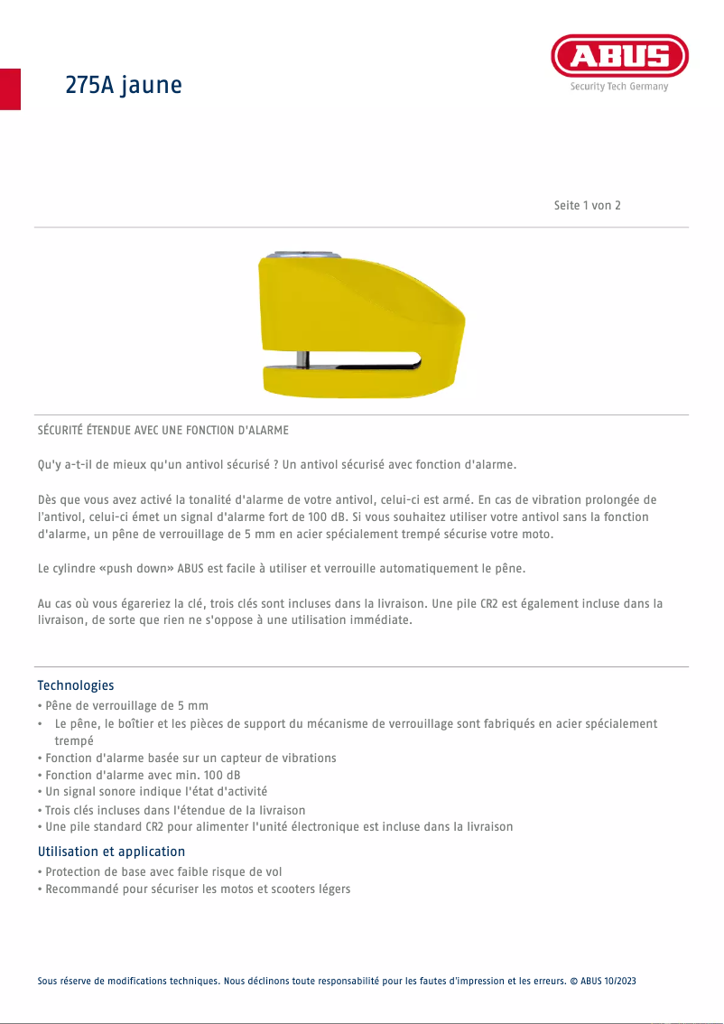 Image de la première page du manuel de l'appareil 275A