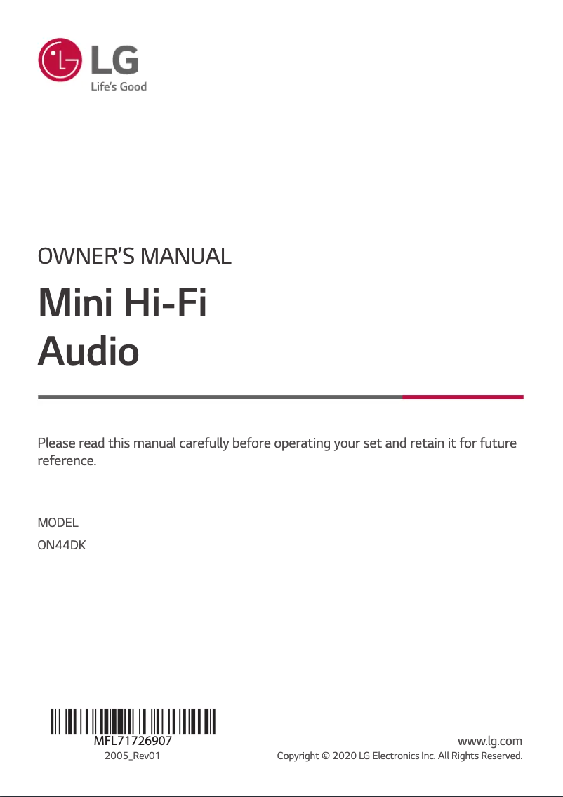 Página 1 del manual Manual de usuario LG ON44DK