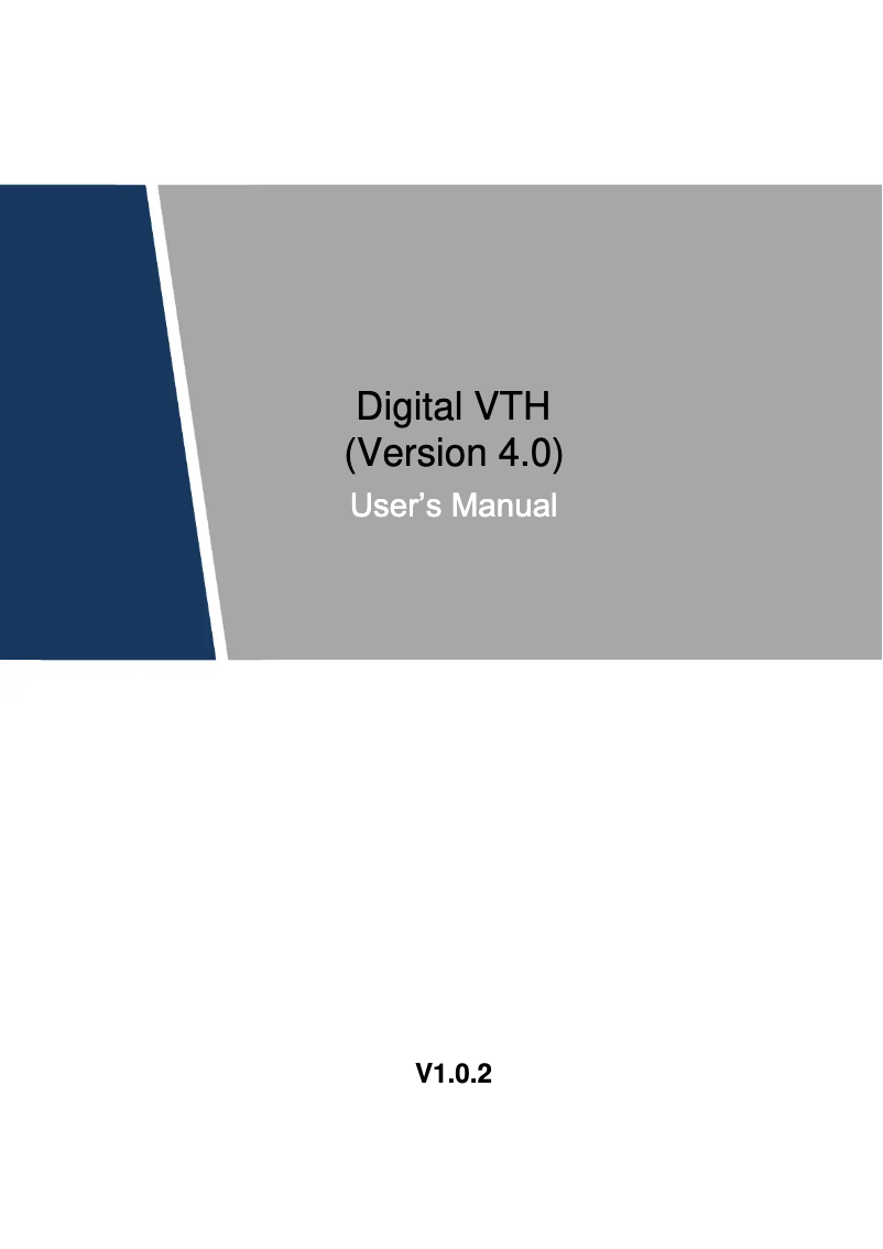 Page n°1 - Manuel utilisateur Dahua Technology Digital VTH