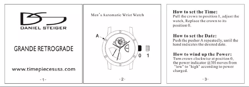 Image de la première page du manuel de l'appareil Grande Retrograde
