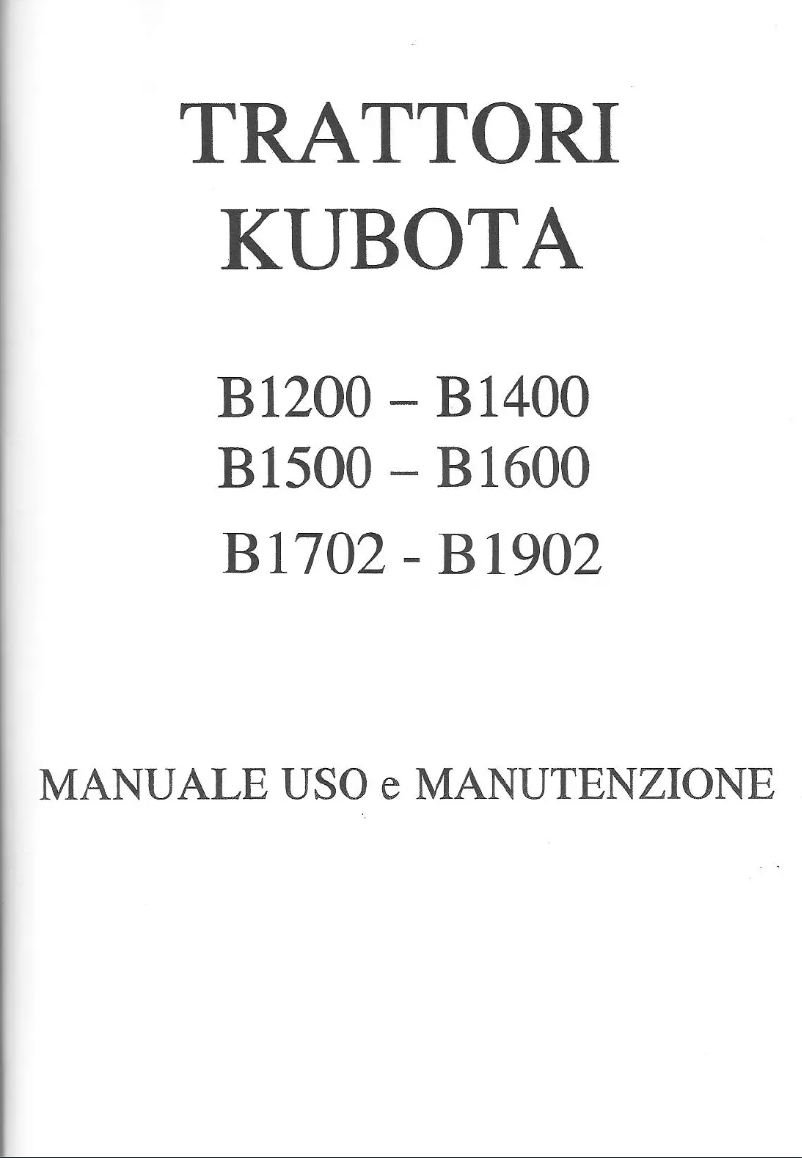 Page n°1 - Manuel utilisateur Kubota B1500
