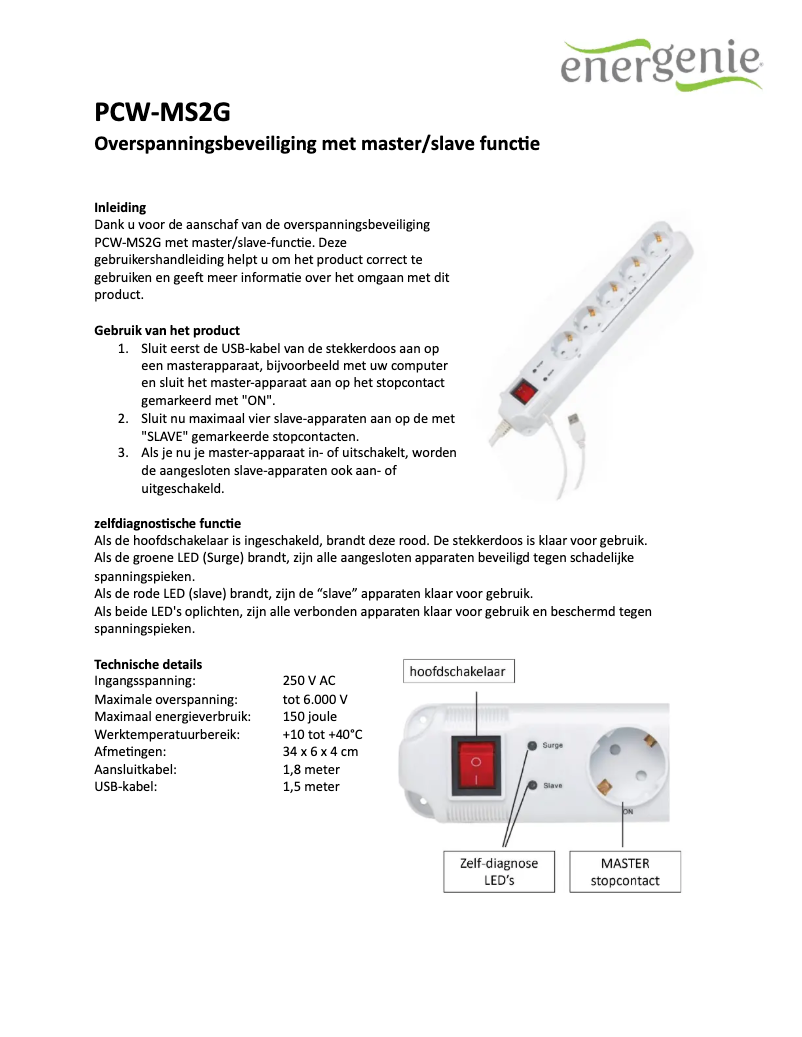 Page n°1 - Manuel utilisateur EnerGenie PCW-MS2G