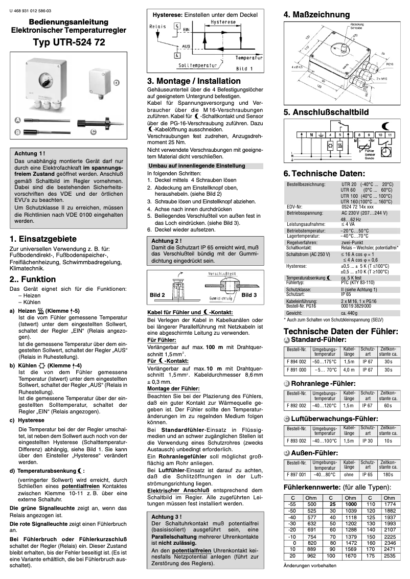 Page 1 de la notice Manuel utilisateur Eberle UTR-52472