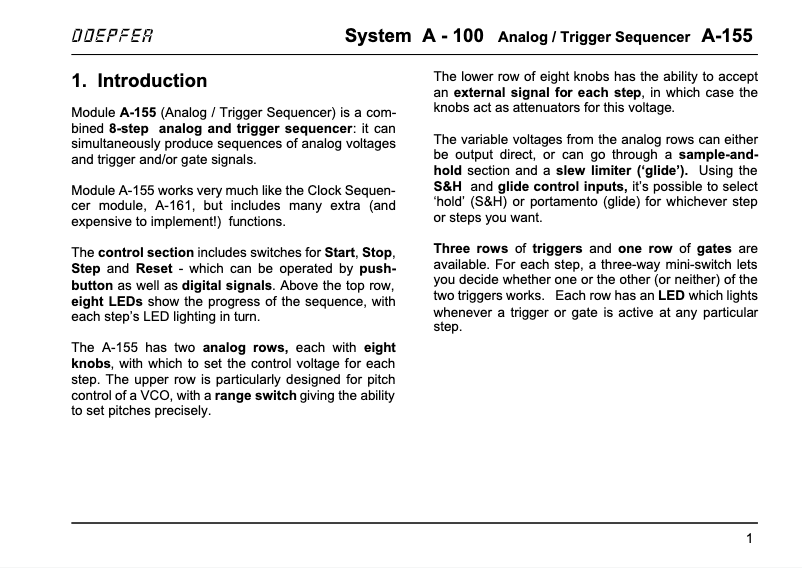 Page 1 de la notice Manuel utilisateur Doepfer A-155