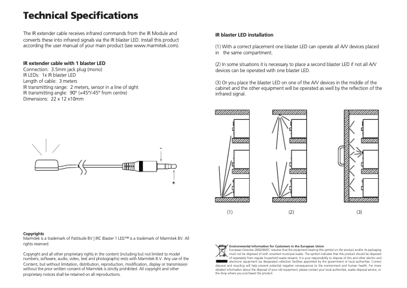 Page 1 de la notice Manuel utilisateur Marmitek IRC BL 1