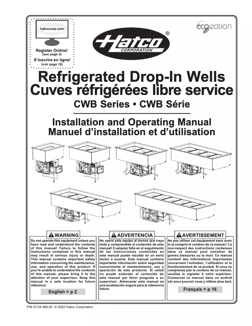 Page n°1 - Manuel utilisateur Hatco CWB-6