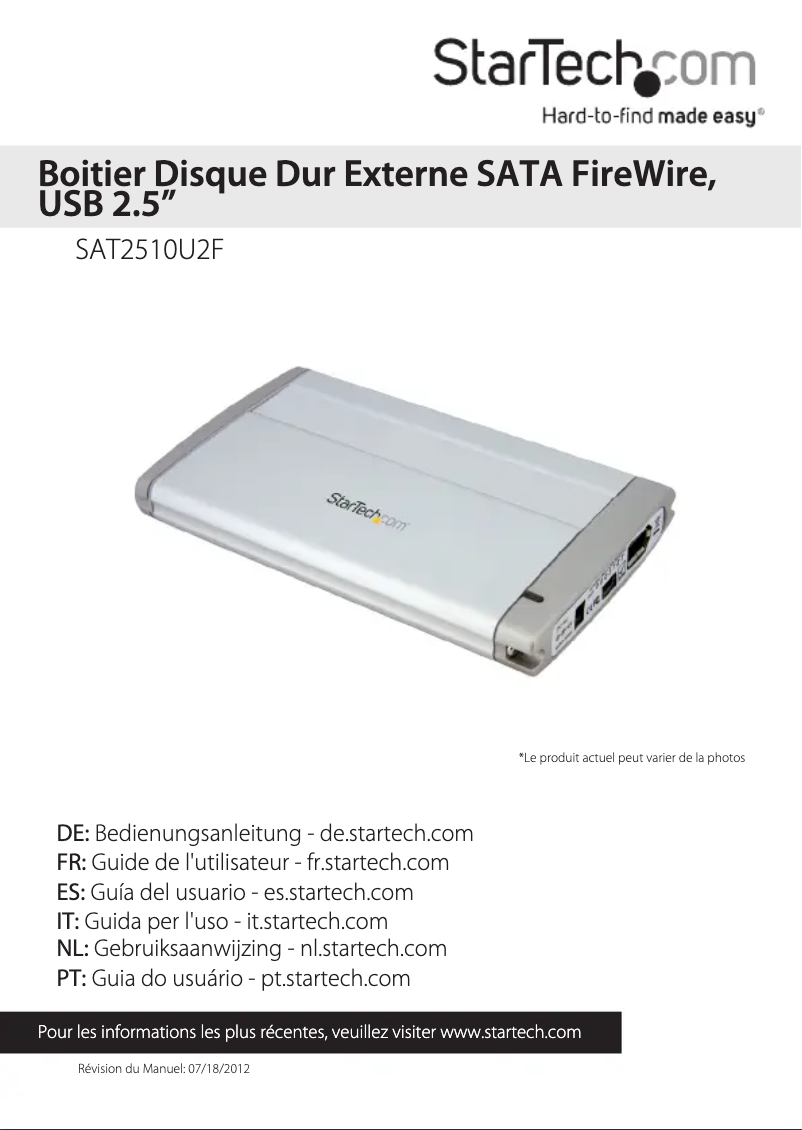 Page 1 de la notice Manuel utilisateur StarTech.com SAT2510U2F