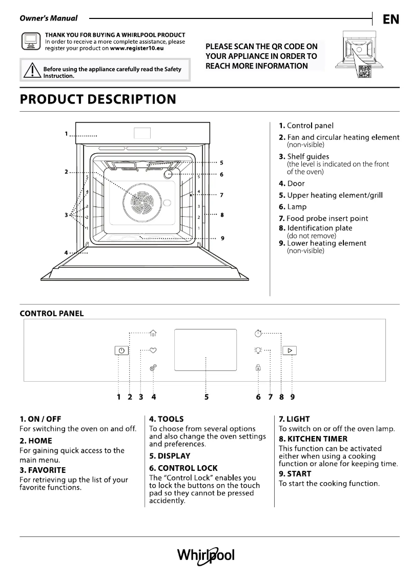 Página 1 del manual Guía de instalación Whirlpool WOI98FPT2SBA