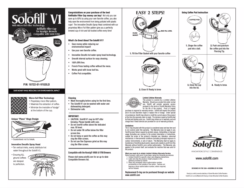 Page n°1 - Manuel utilisateur Solofill V1
