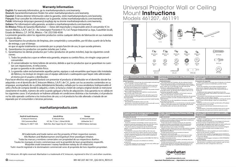 Page 1 de la notice Manuel utilisateur Manhattan 461207