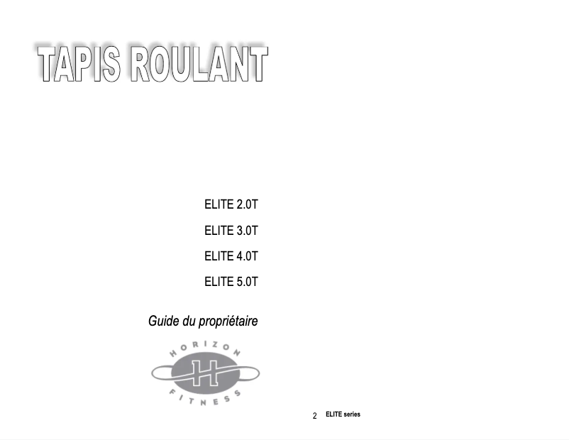 Image de la première page du manuel de l'appareil Elite 2.0T