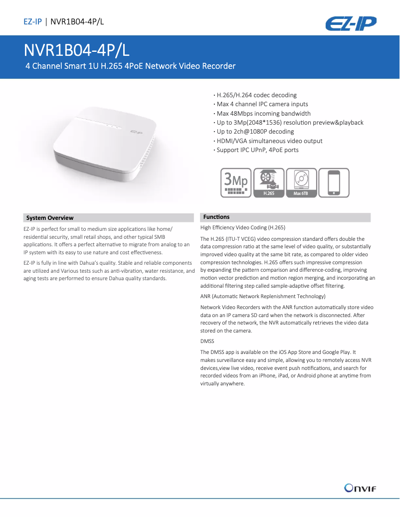Image de la première page du manuel de l'appareil Lite NVR1B04-4P