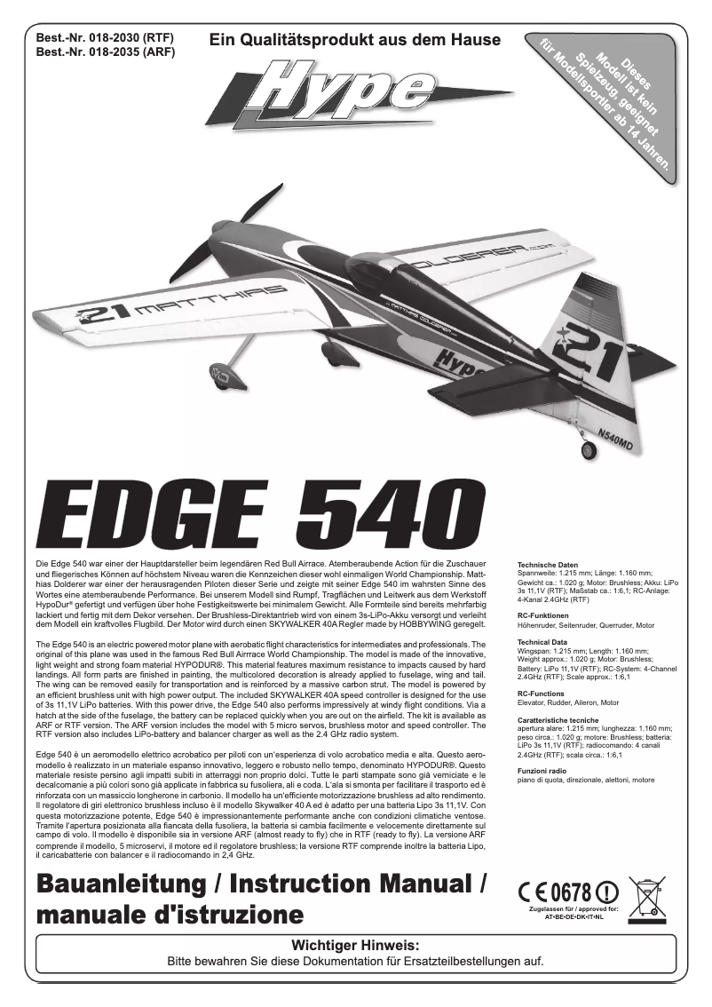 Image de la première page du manuel de l'appareil EDGE 540
