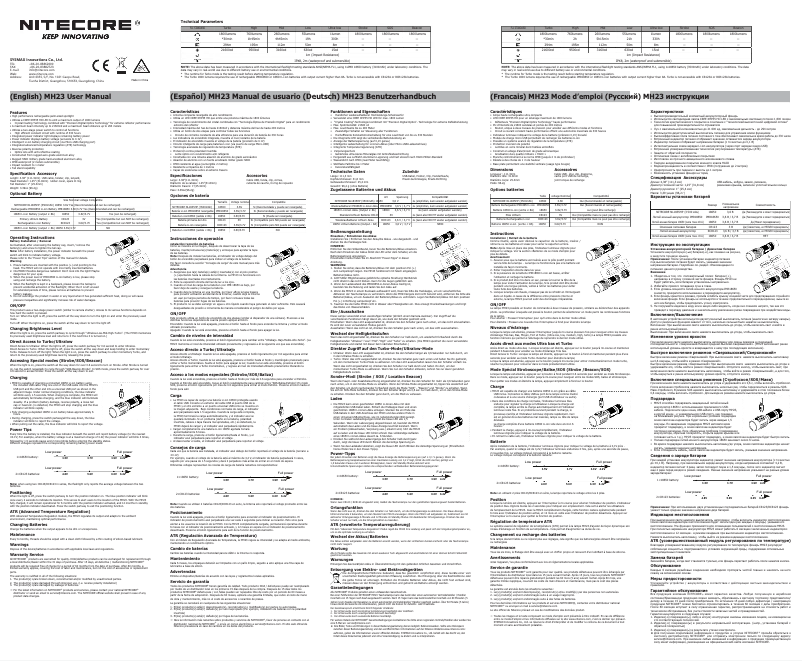 Image de la première page du manuel de l'appareil MH23