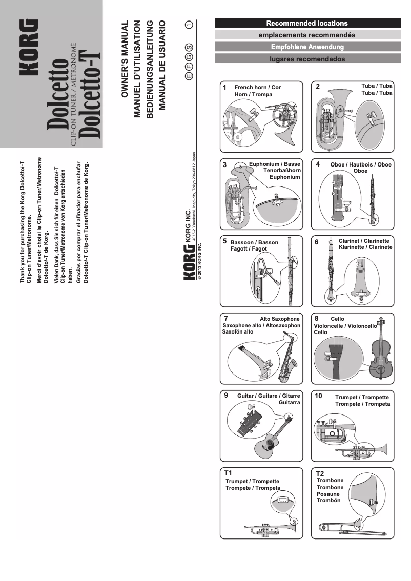 Page n°1 - Manuel utilisateur Korg Dolcetto-T