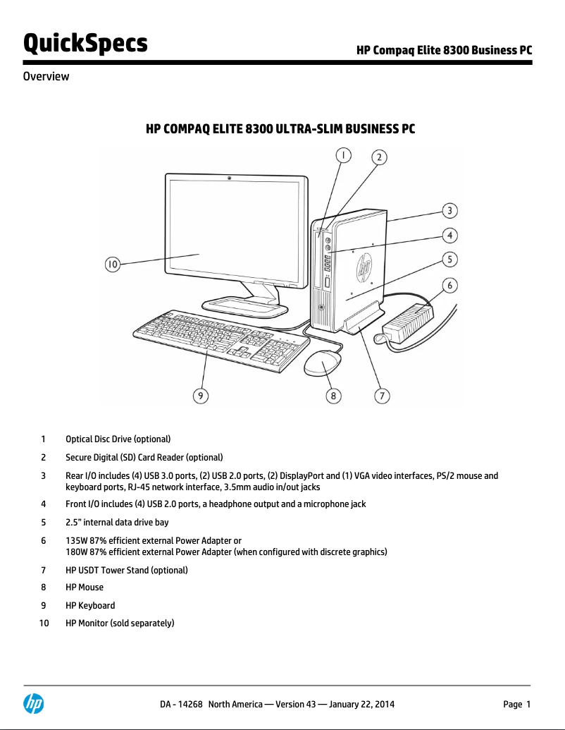 Page 1 de la notice Manuel utilisateur HP Compaq Elite 8300 SFF