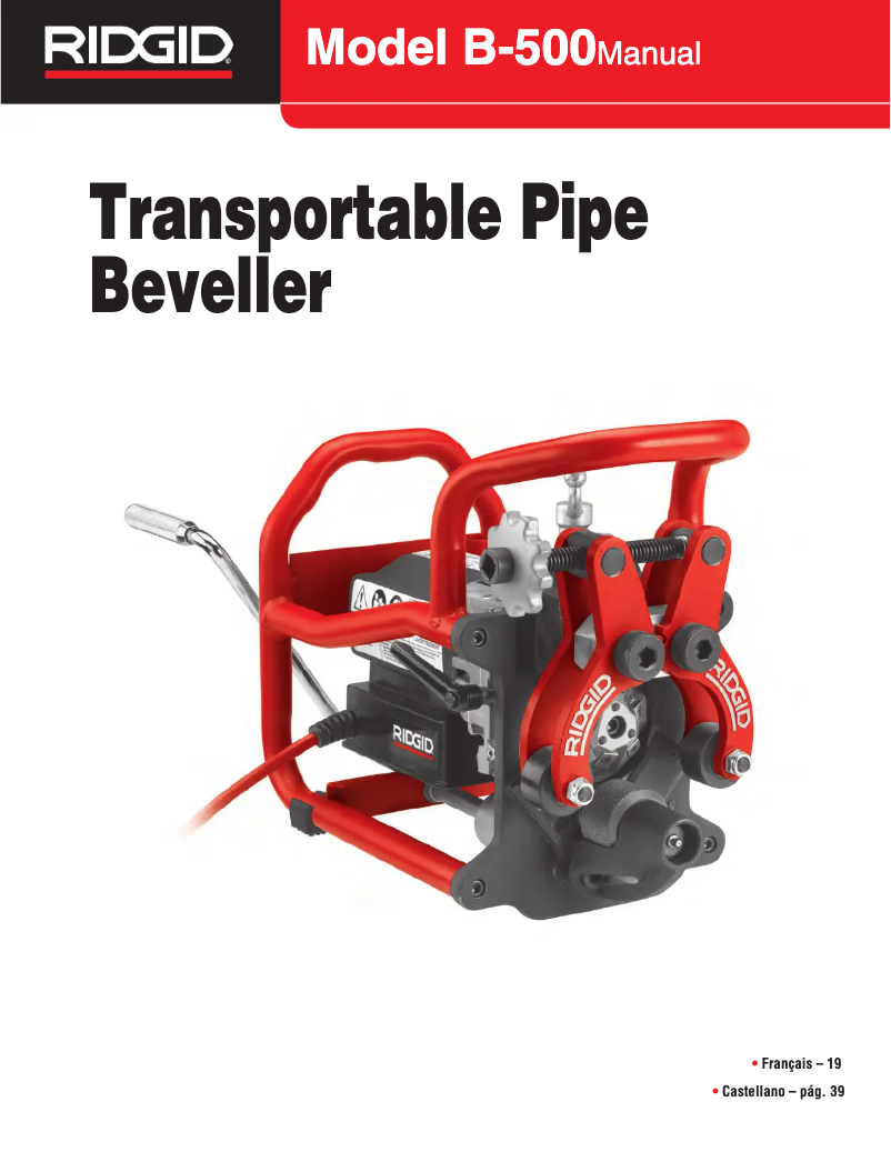 Page n°1 - Manuel utilisateur Ridgid B-500