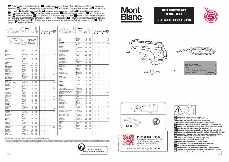 Page 1 de la notice Manuel utilisateur Mont Blanc AMC 5310