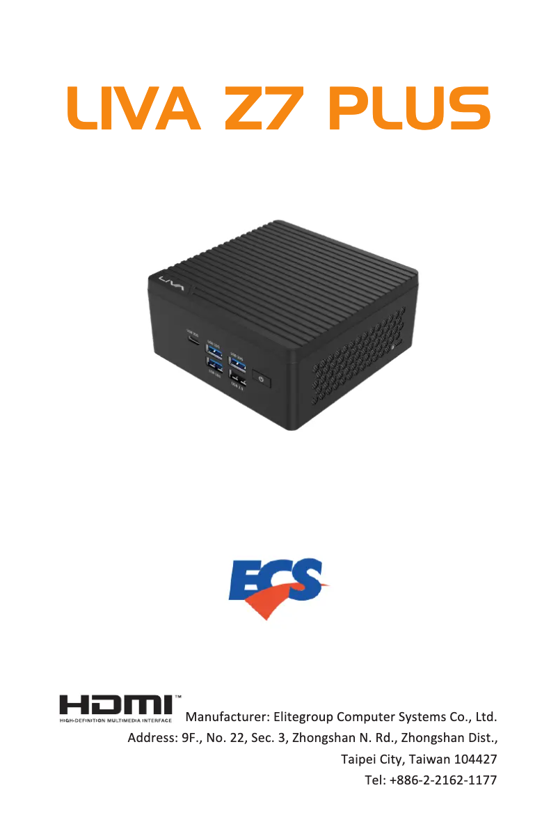 Page 1 de la notice Manuel utilisateur ECS LIVA Z7 PLUS
