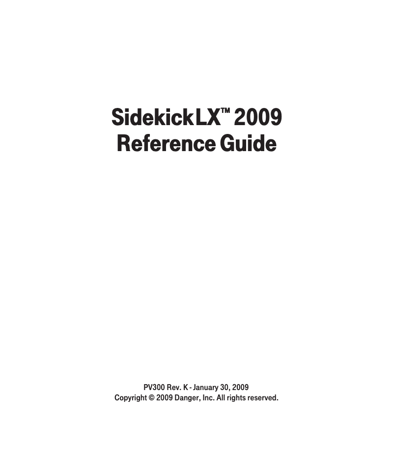 Page n°1 - Manuel utilisateur Sharp Sidekick LX