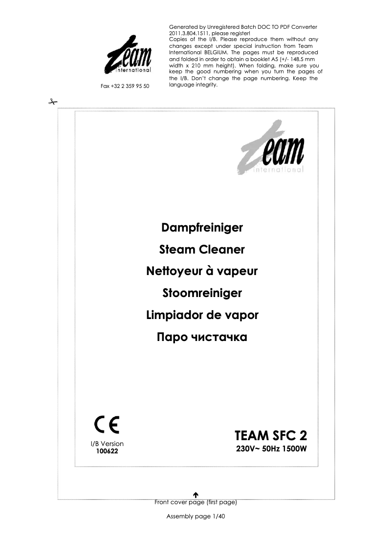 Imagen de la primera página del manual del dispositivo SFC 2