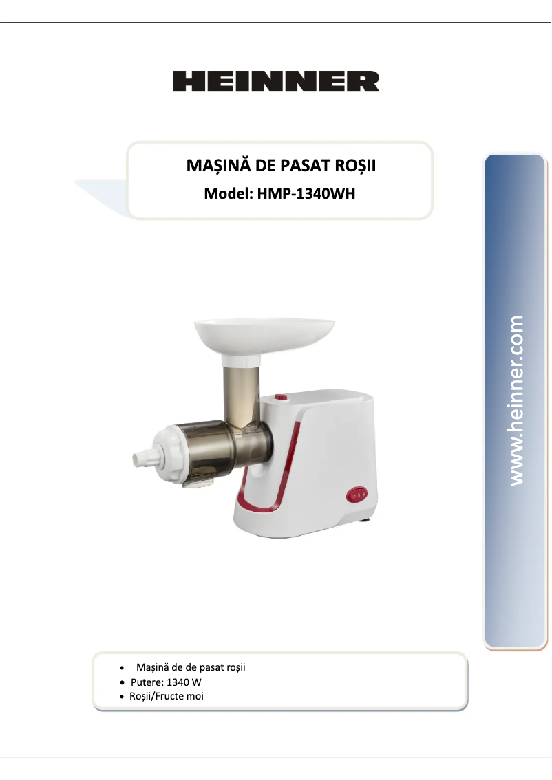 Página 1 del manual Manual de usuario Heinner HMP-1340WH