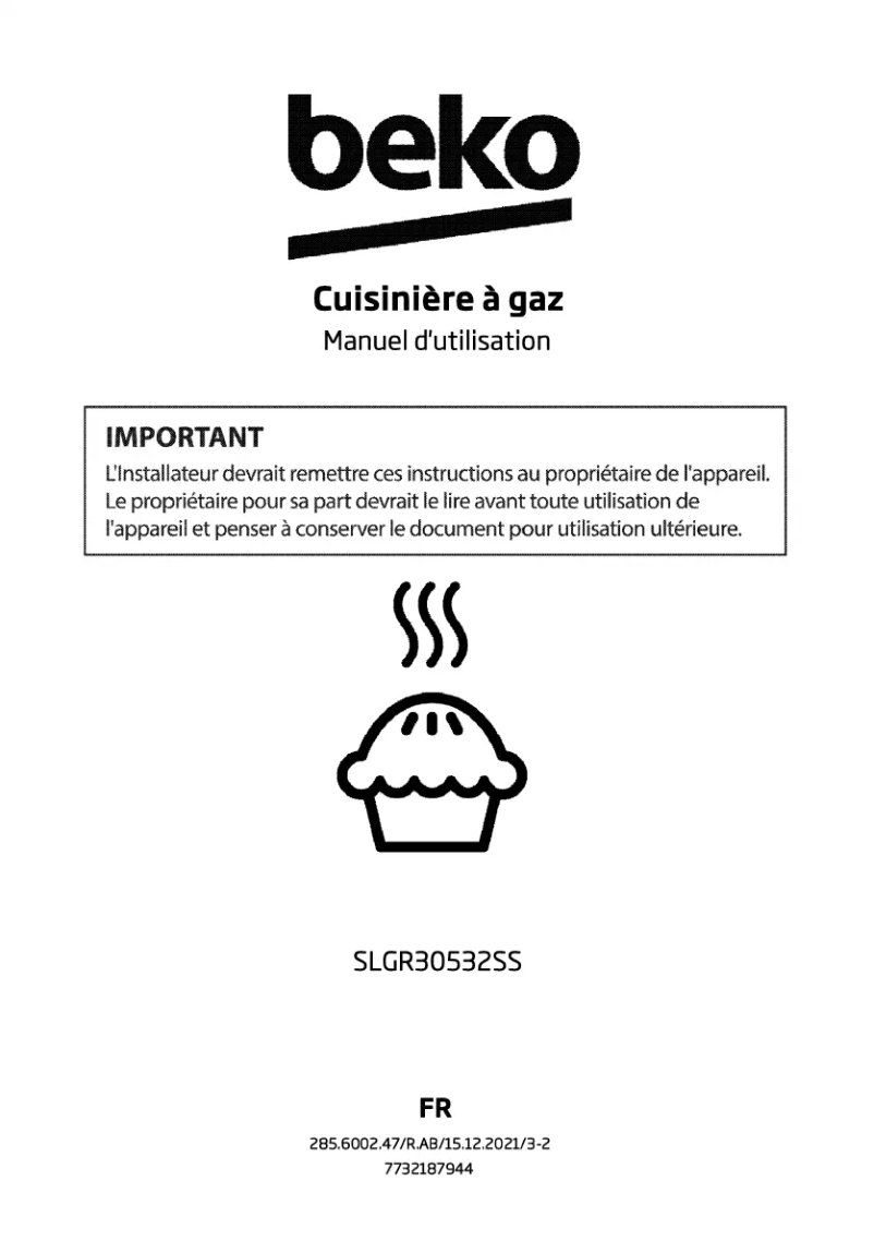 Page 1 de la notice Manuel utilisateur Beko SLGR30532SS