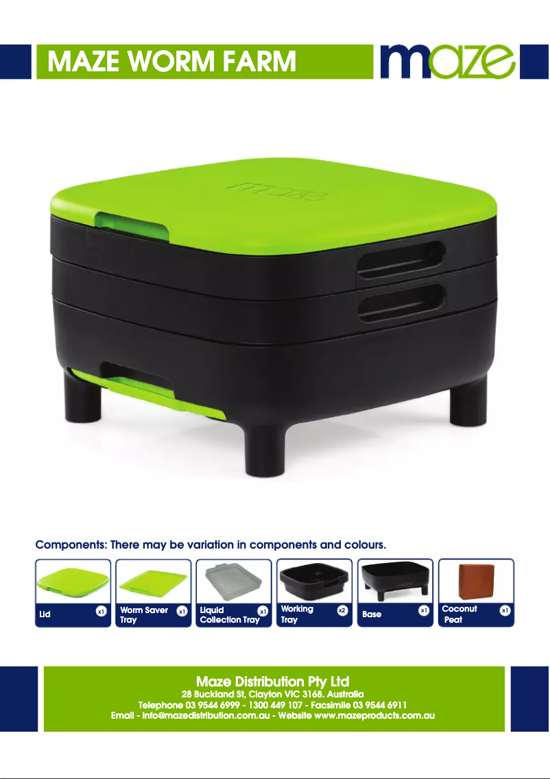 Image de la première page du manuel de l'appareil Worm Farm