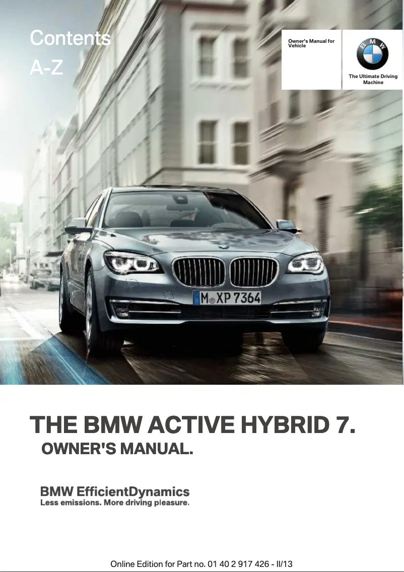 Page 1 de la notice Manuel utilisateur BMW ActiveHybrid 7 (2013)