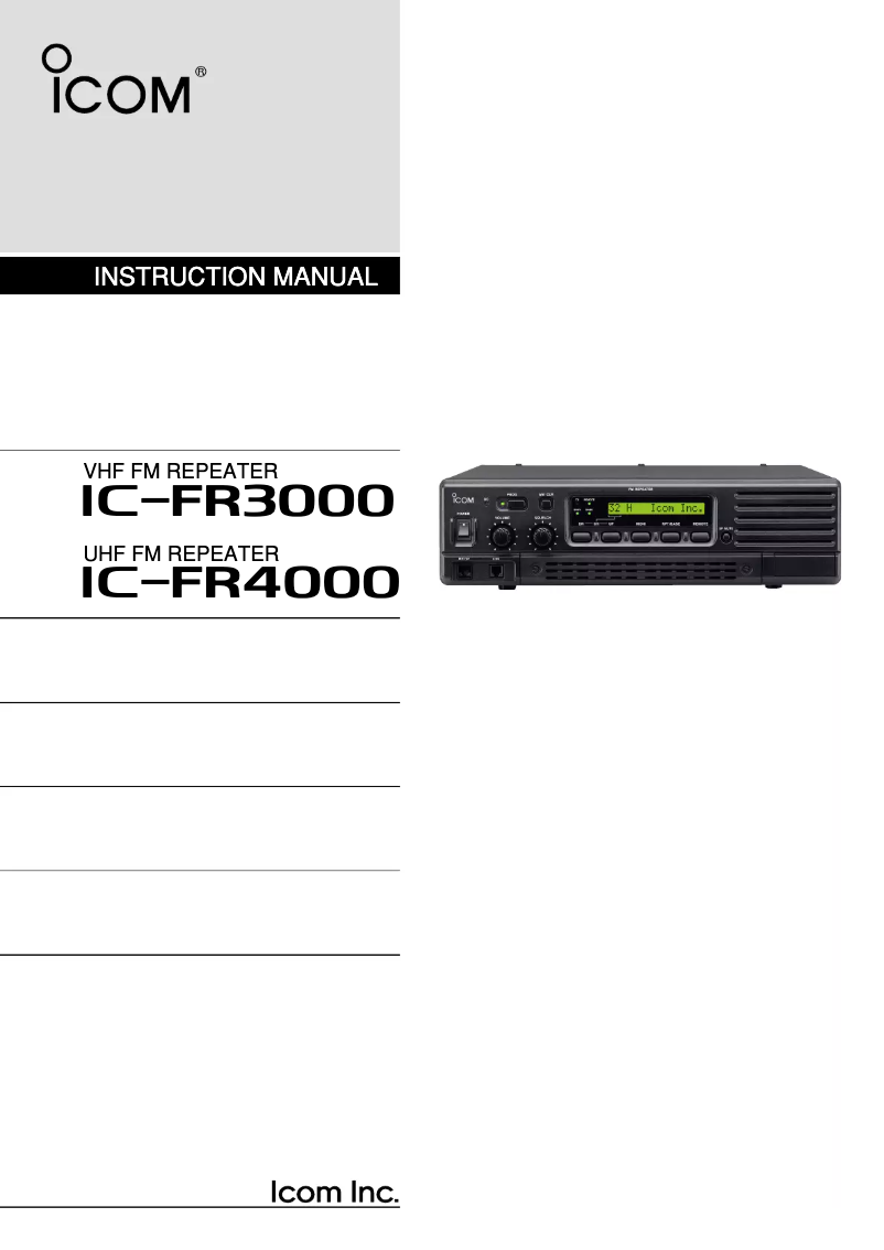 Page n°1 - Manuel utilisateur ICOM IC-FR3000