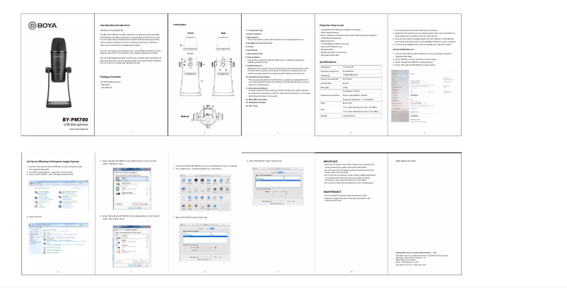 Página 1 del manual Manual de usuario BOYA BY-PM700