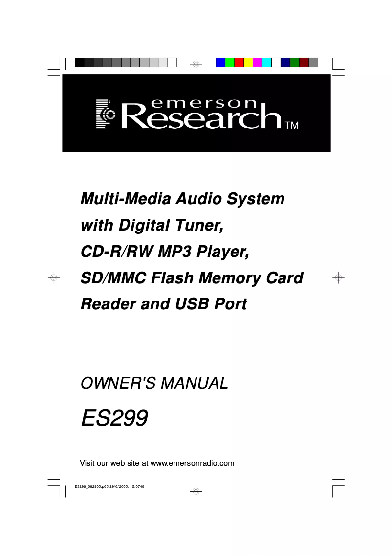 Image de la première page du manuel de l'appareil ES299