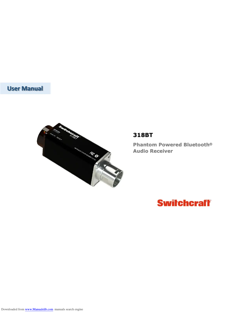 Page n°1 - Manuel utilisateur Switchcraft 318BT