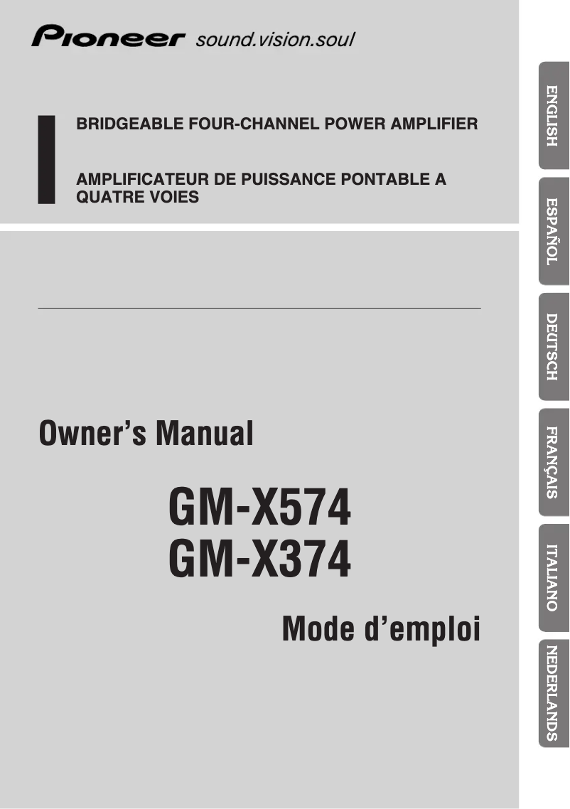 Page n°1 - Manuel utilisateur Pioneer GM-X374