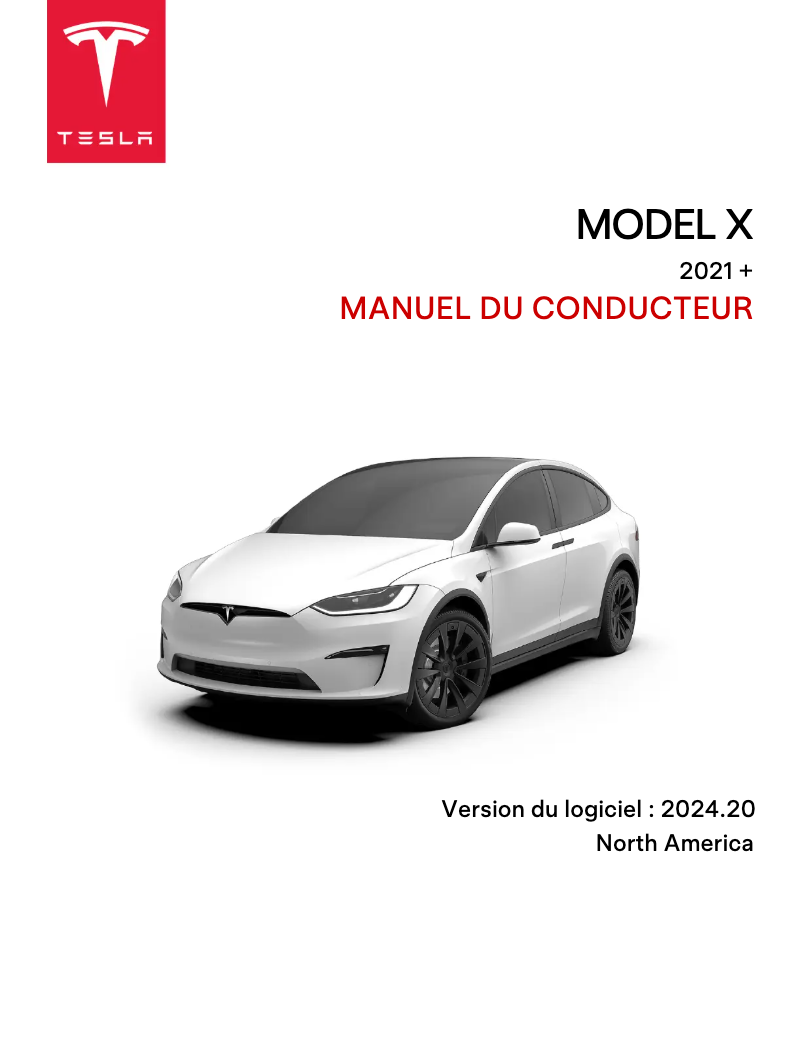 Page 1 de la notice Manuel utilisateur Tesla Model X (2024)