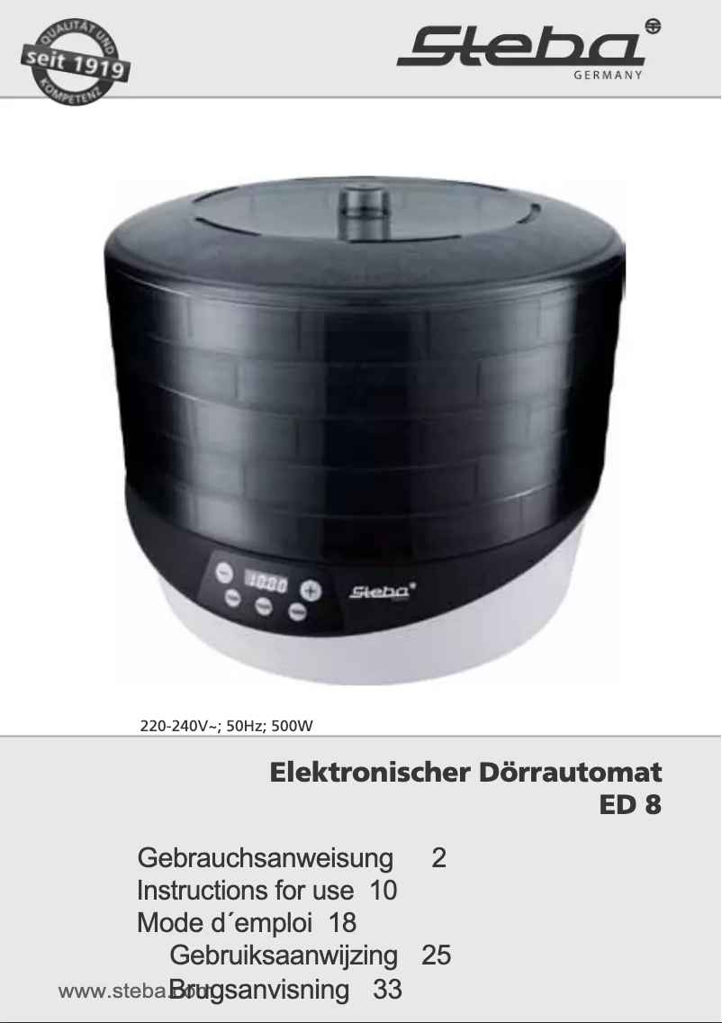 Image de la première page du manuel de l'appareil ED 8