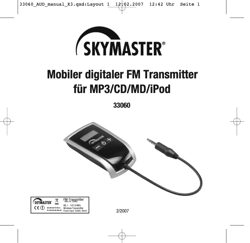 Image de la première page du manuel de l'appareil 33060