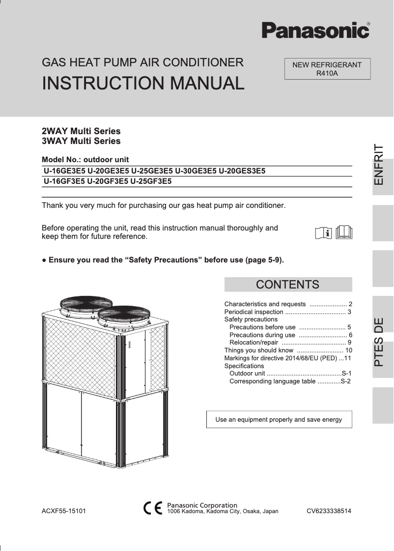 Page 1 de la notice Manuel utilisateur Panasonic U-16GF3E5