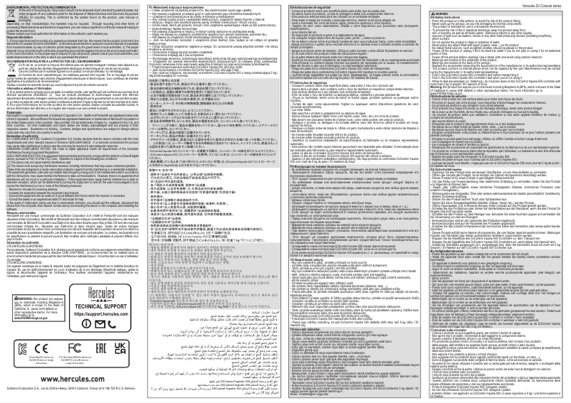 Page n°1 - Informations de garantie Hercules DJControl Starlight