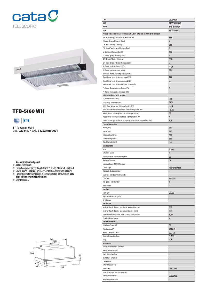Image de la première page du manuel de l'appareil TFB-5160 WH