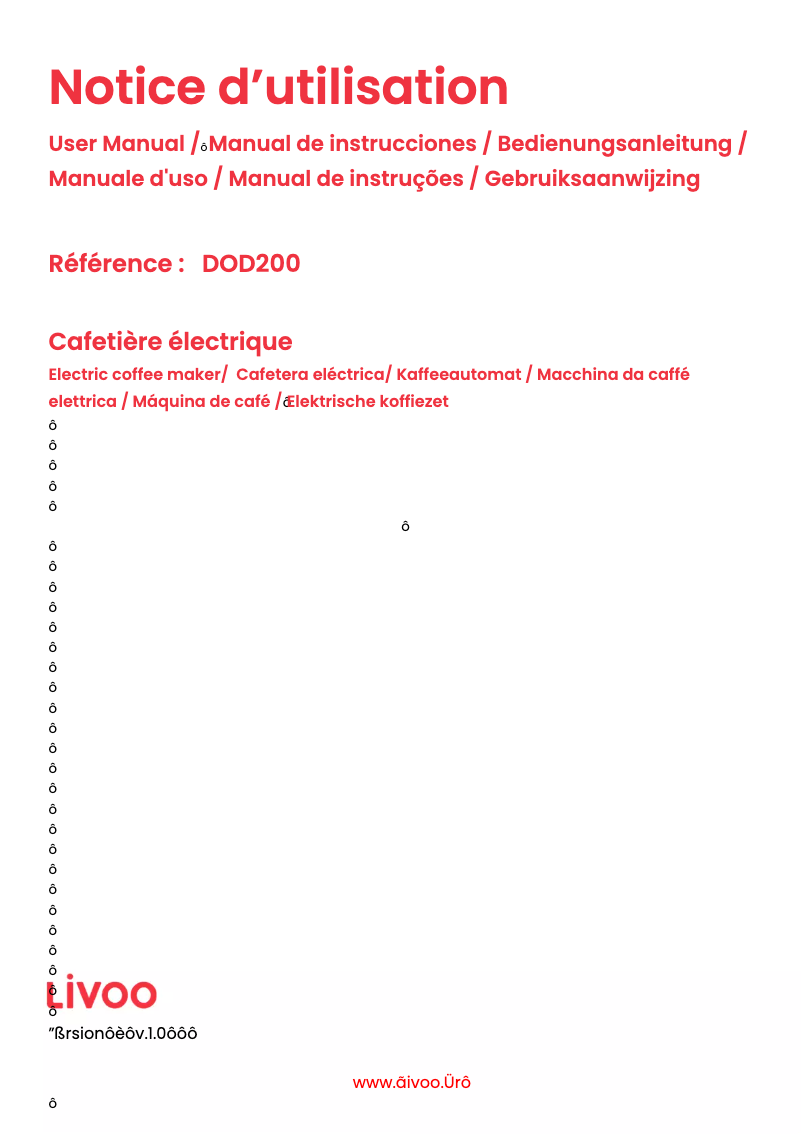 Page n°1 - Manuel utilisateur Livoo DOD200