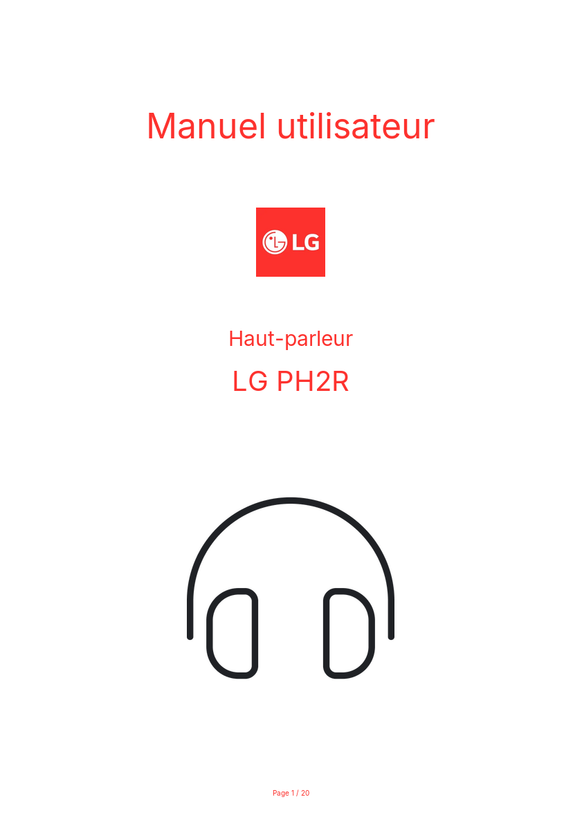 Page n°1 - Manuel utilisateur LG PH2R