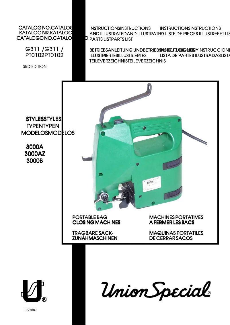 Page 1 de la notice Manuel utilisateur Union Special 3000A