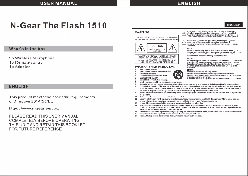 Page n°1 - Manuel utilisateur N-Gear The Flash 1510