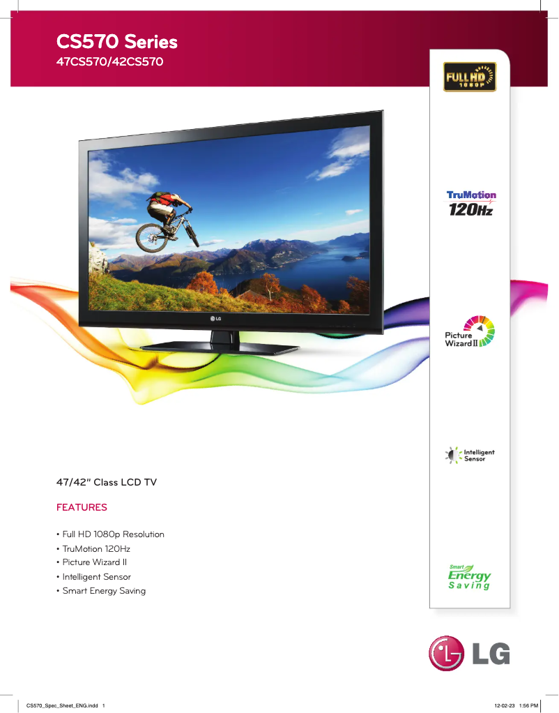 Página 1 del manual Ficha técnica LG 42CS570