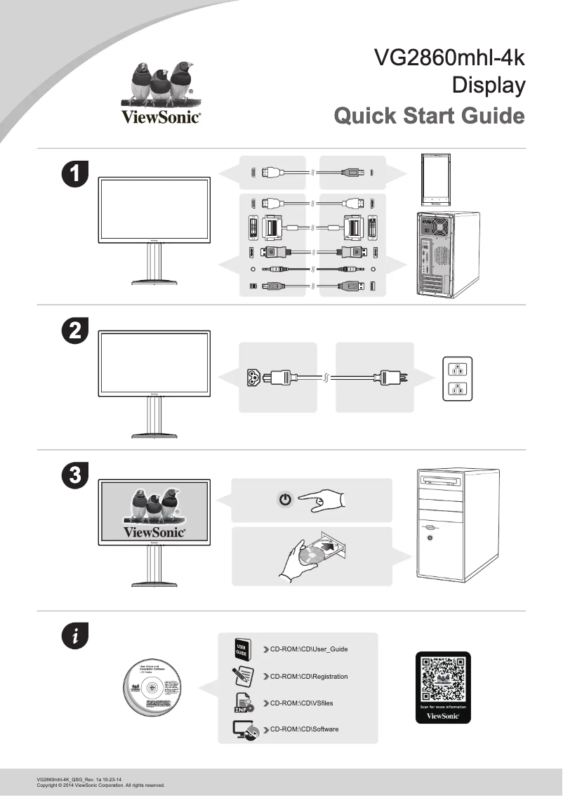 Page n°1 - Guide de démarrage rapide Viewsonic VG2860mhl-4K