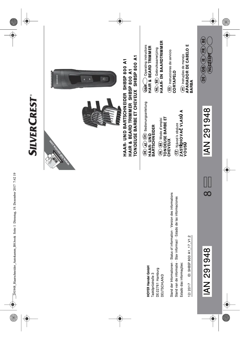 Image de la première page du manuel de l'appareil SHBSP 800 A1