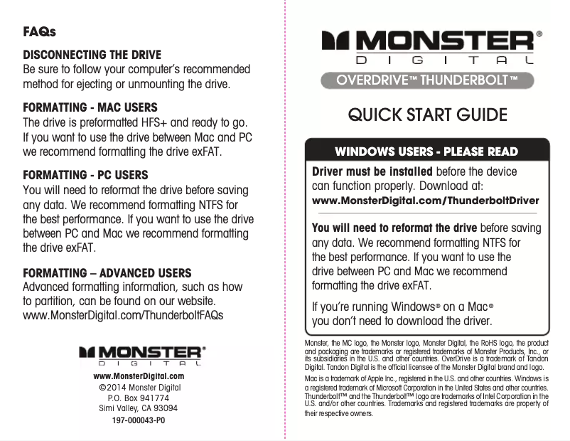 Page n°1 - Manuel utilisateur Monster Digital OverDrive 3.0