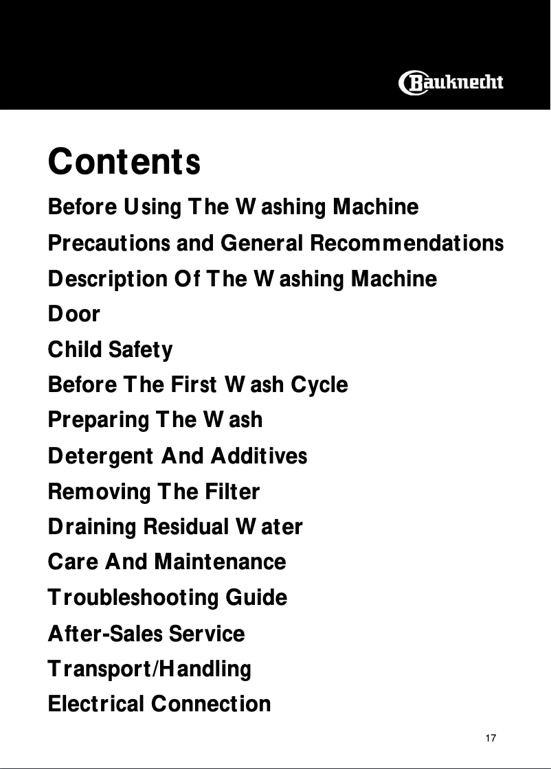 Page 1 de la notice Manuel utilisateur Bauknecht WAK 6950