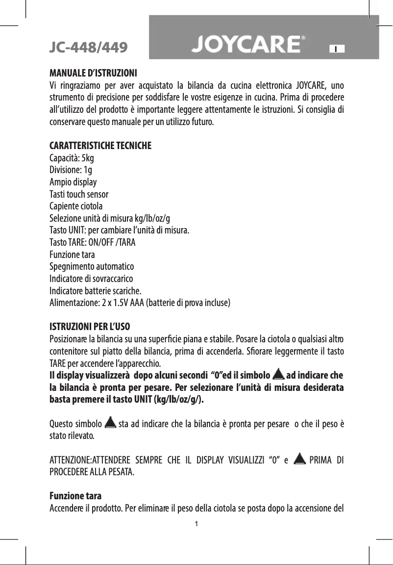 Image de la première page du manuel de l'appareil JC-448